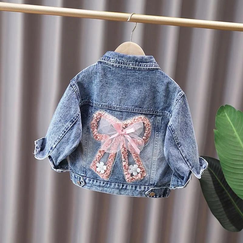 2-12 ans filles Denim veste nouvelle mode bébé enfants Jean manteaux pour filles mignon lapin dentel