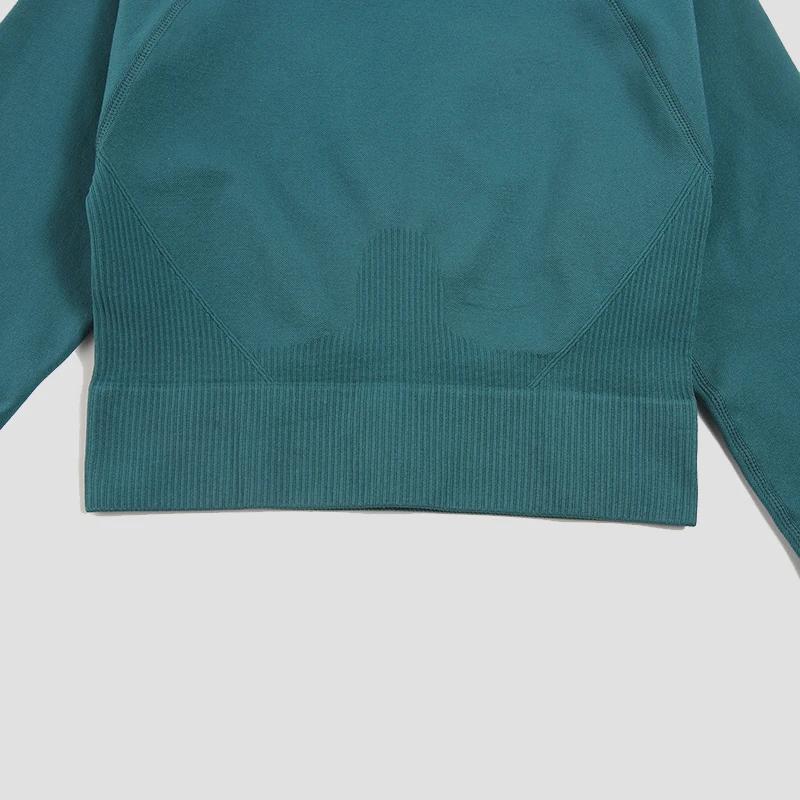 Chemise femme sans couture haut court chemises de Fitness à manches longues haut de sport femme dess
