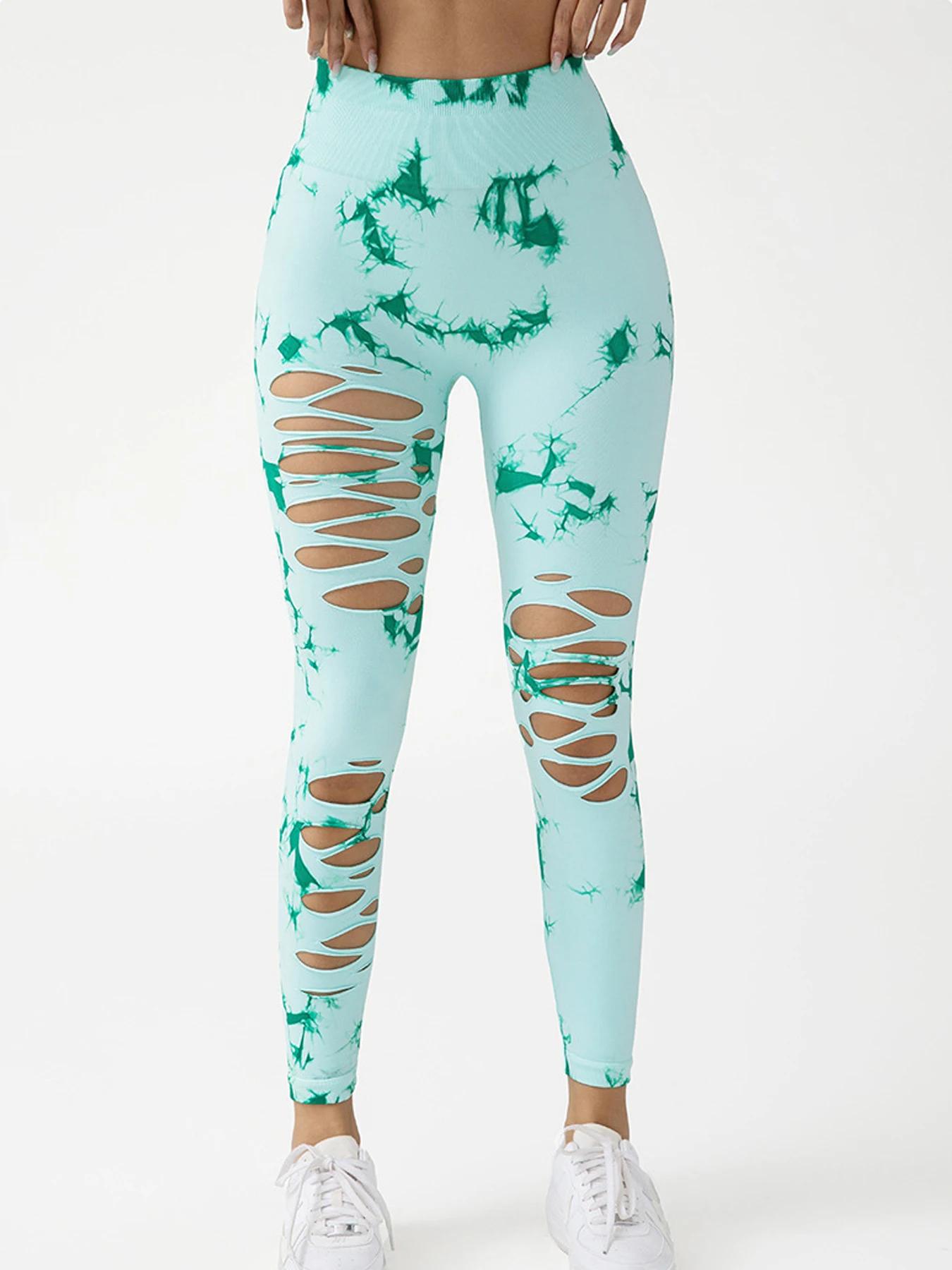 Mode femme sans couture cravate colorant SkinnyYoga pantalon nouveau décontracté évider taille haute