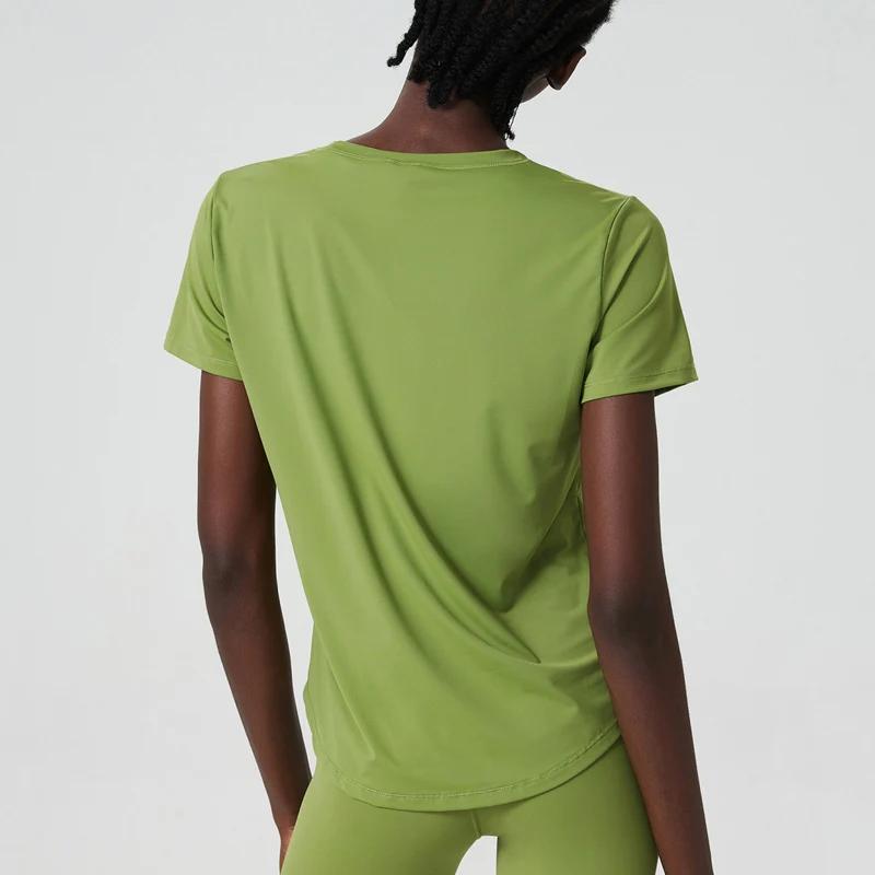 T-shirt de yoga à manches courtes pour femme, haut de fitness léger, respirant, séchage rapide, chem