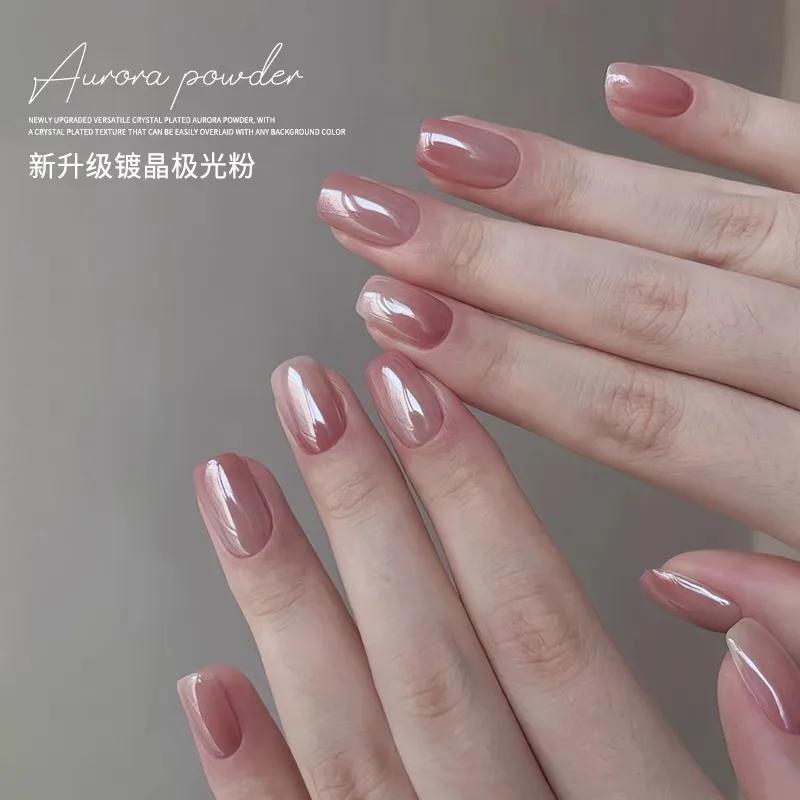 1 pot placage Aurora Chrome poudre à ongles haute brillance clair de lune miroir Fine paillettes Pig