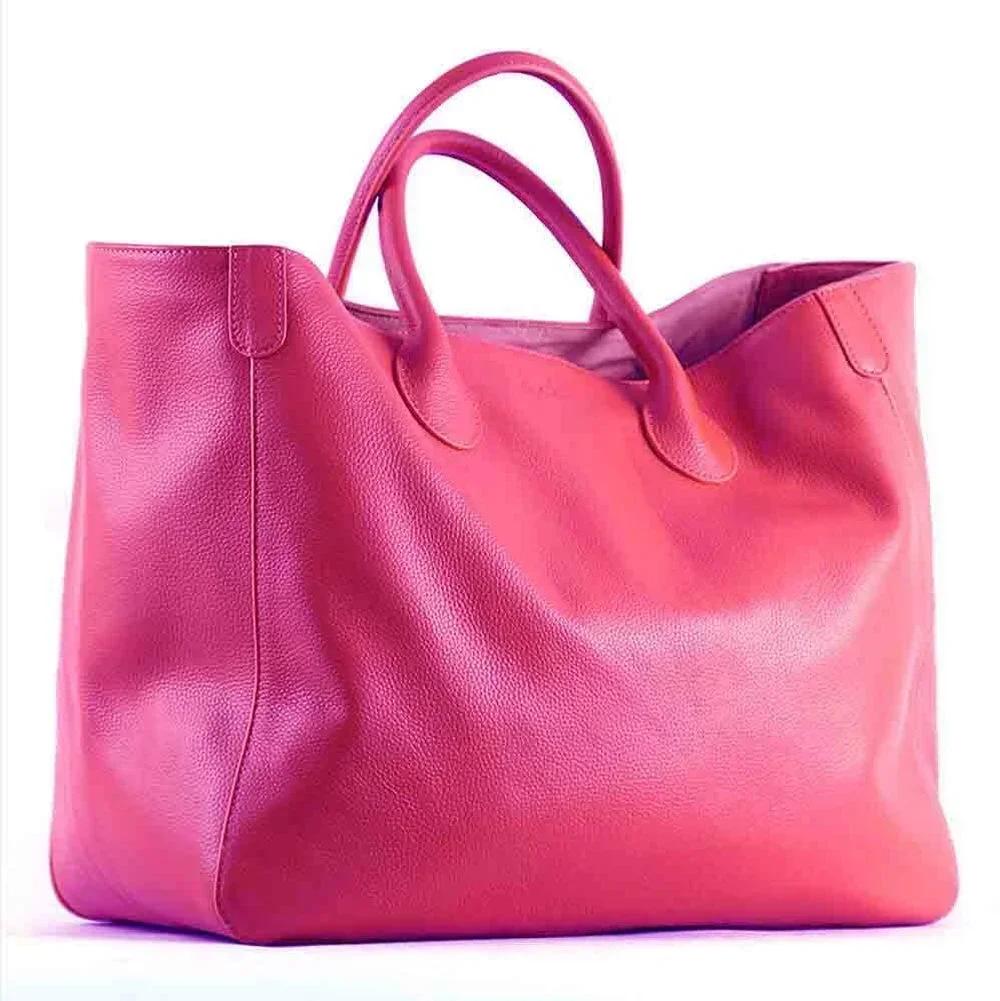 Sac à main spacieux en cuir véritable pour femmes, fourre-tout de luxe en cuir de vache décontracté,