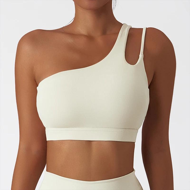 Soutien-gorge de Yoga confortable à sangle unique, coussinet de poitrine, haut de sport, extensible,