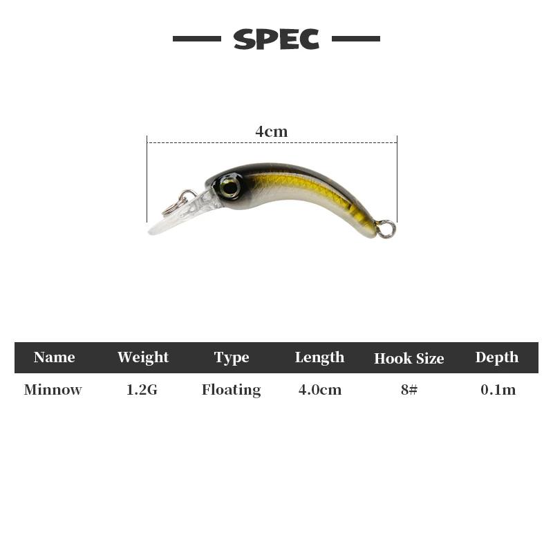 LETOYO Mini truite leurre 1.2g flottant vairon truite leurre de pêche Micro dur leurres appâts artif