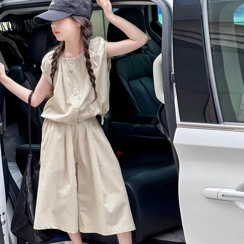 Ensemble tendance été 2026 pour filles, style coréen, jupe-pantalon large décontractée pour adolesce