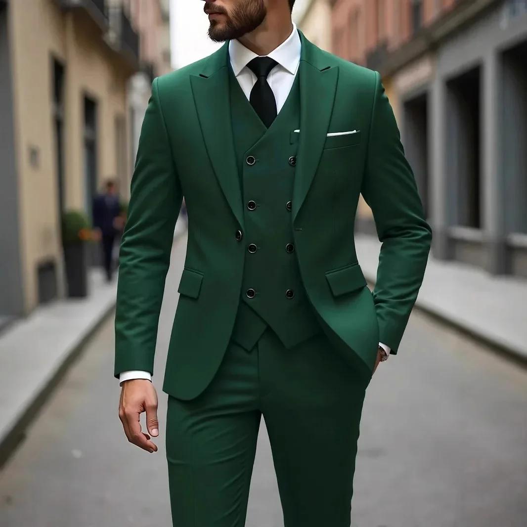 Costumes pour hommes gris foncé de haute qualité, coupe cintrée, simple boutonnage, revers, élégant,