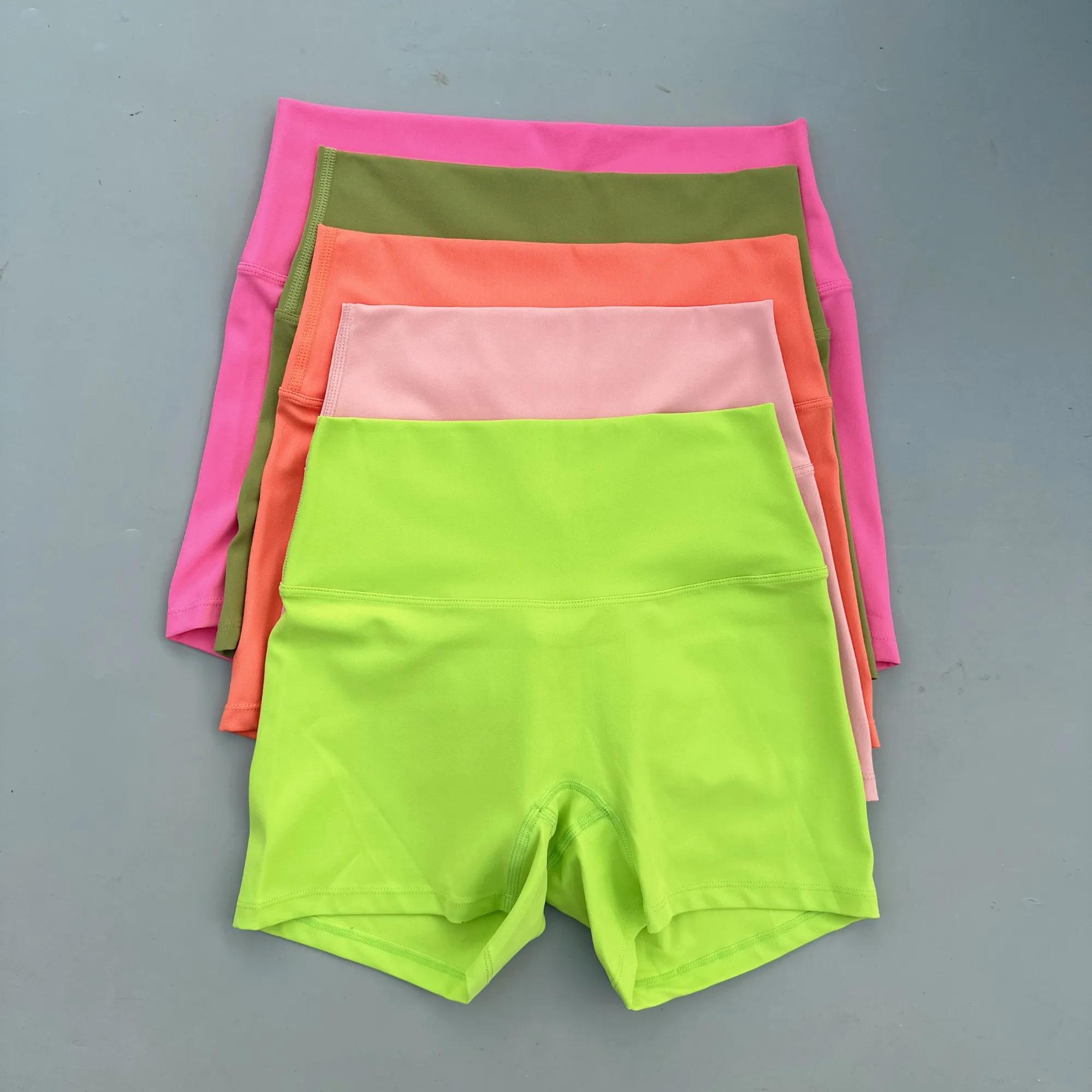 Couleur unie serré doux femmes Fitness Sport court taille haute Yoga court Legging Squatting preuve 