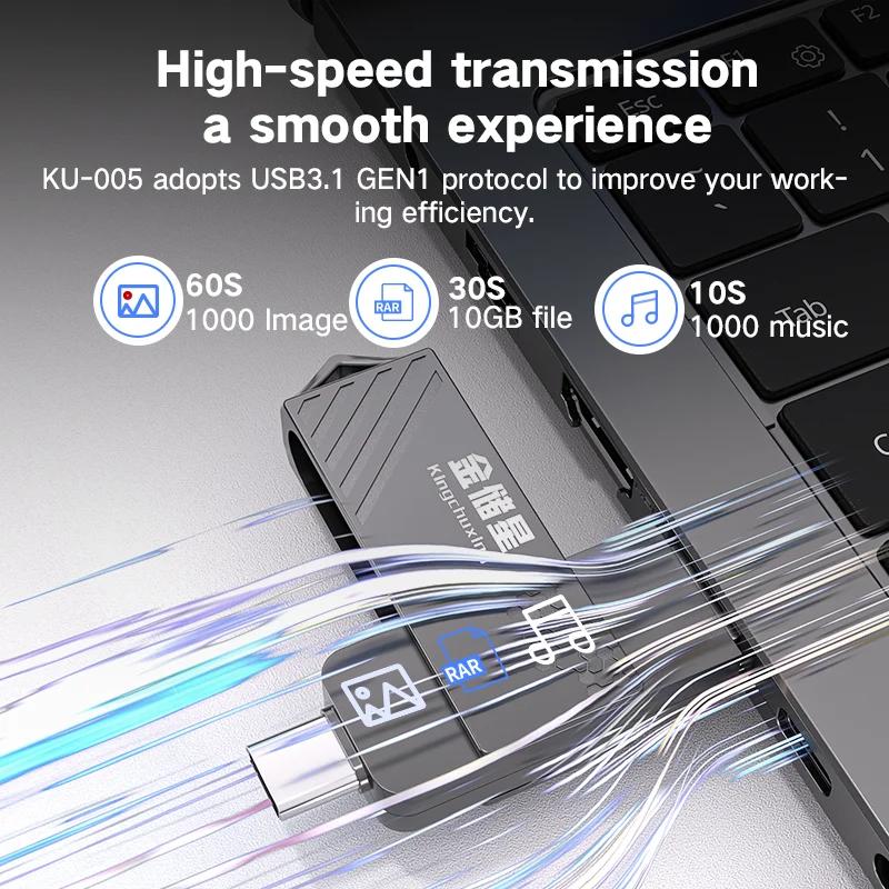 Kingchuxing clé USB type-c à semi-conducteurs haute vitesse 128GB 256GB 512GB disque dur Mobile doub