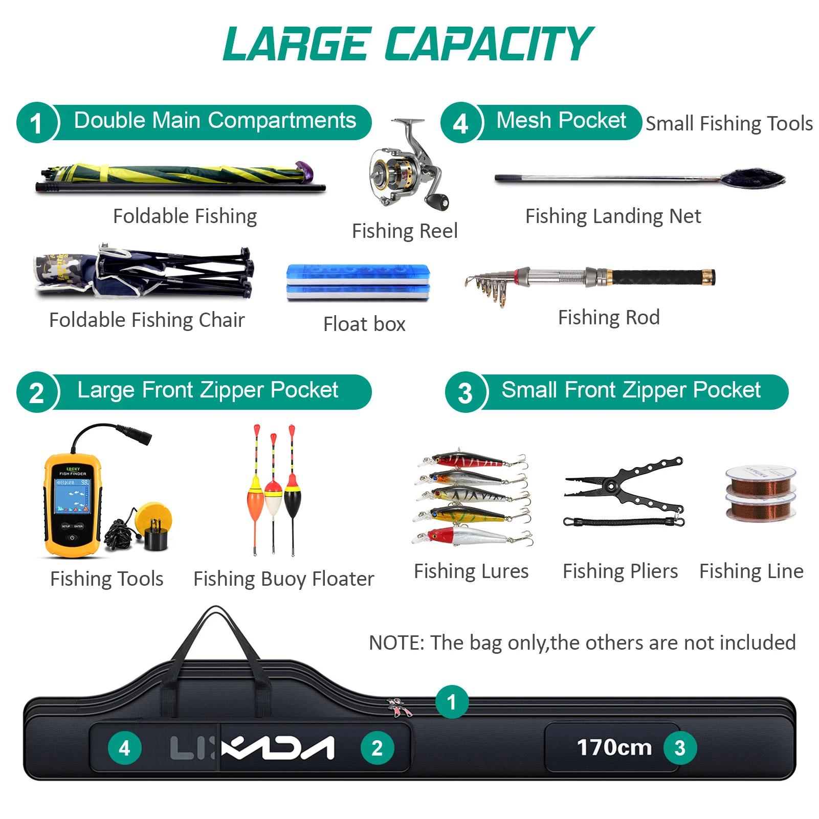 Lixada 190 cm sac de pêche Portable pliant canne à pêche moulinet sac canne à pêche équipement matér