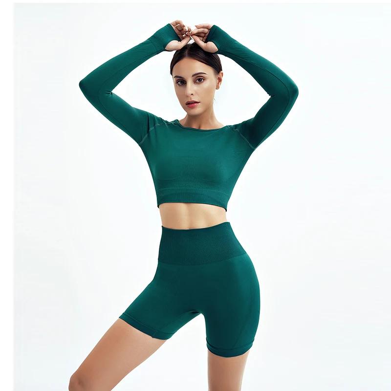 Ensemble yoga sans couture WAREBALL pour femmes - Fitness sport soutien-gorge leggings survêtement