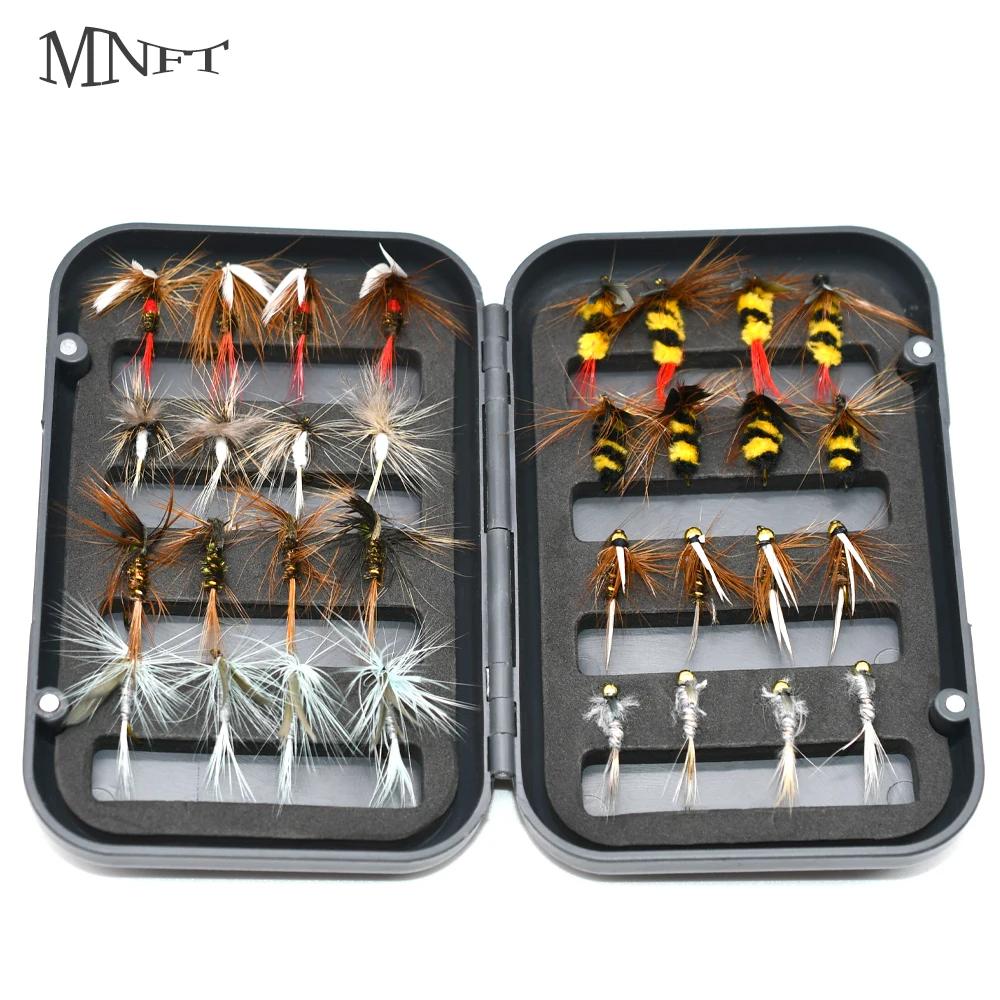 MNFT 32 pièces pêche mouche ensemble boîte sec humide nymphe banderoles mouche assortiment eau salée