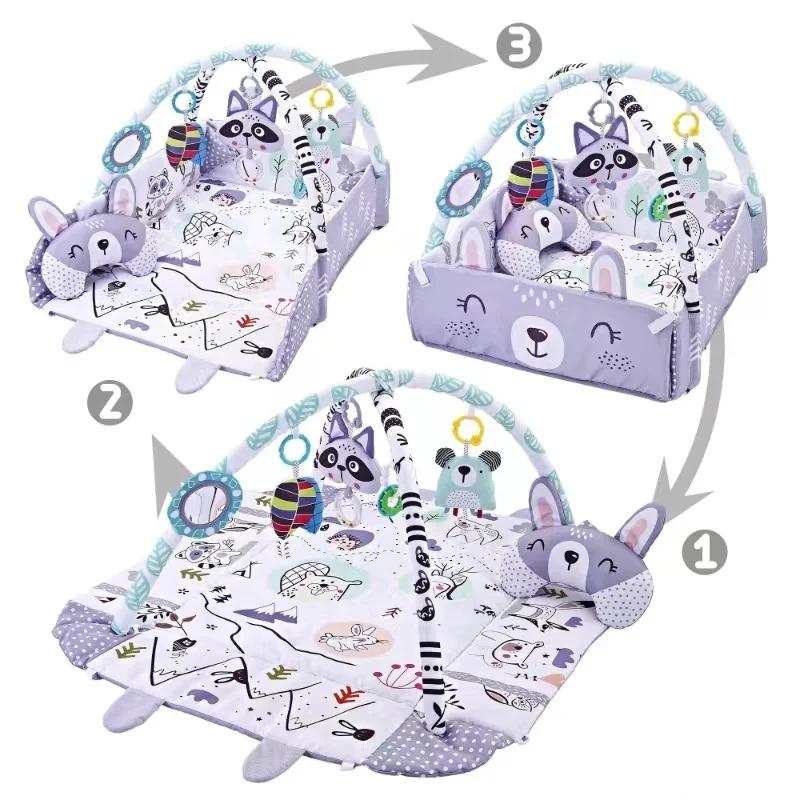 Tapis de jeu pour bébé 4 en 1 avec jouets détachables pour le développement du bébé, gymnase éducati