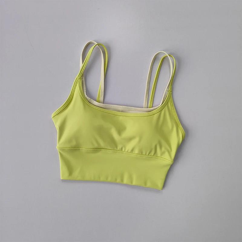 Soutien-gorge de sport pour femmes, absorbant les chocs, Double sangle de poitrine, gilet de Yoga, s