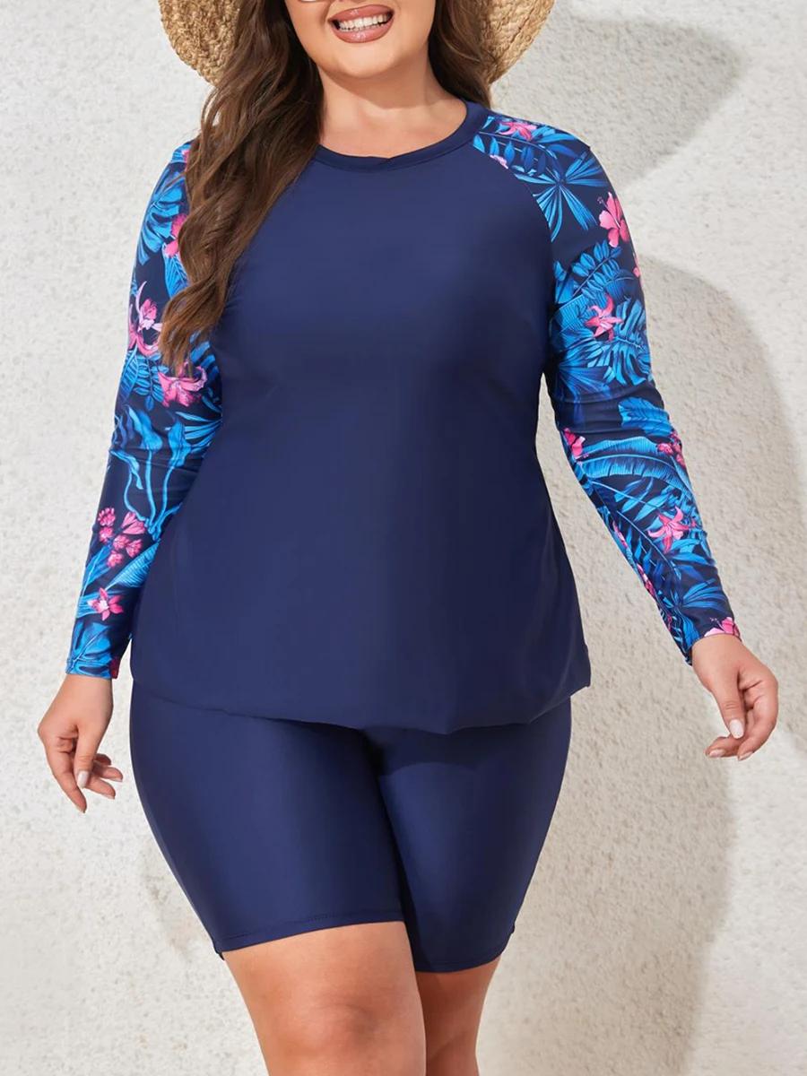 Maillot de bain 2 pièces grande taille manches longues femme - Tenue surf plage 2026