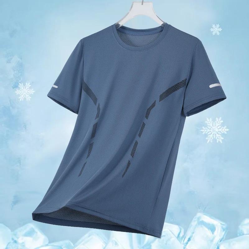 Hommes course T-shirt respirant Stretch haut d'été gymnase Fitness course mince à manches courtes vê