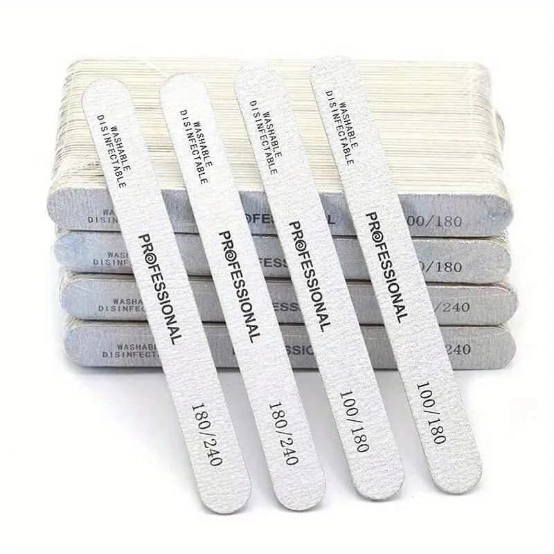 10/25/50 pièces lime à ongles 100/180/240 bloc tampon de ponçage en bois pédicure manucure UV Gel ve