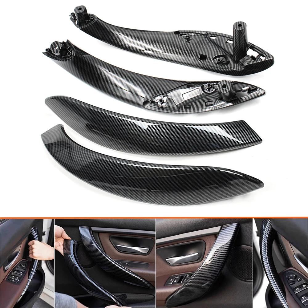 Poignée de porte intérieure en Fiber de carbone, garniture de couvercle extérieur pour BMW série 3 4