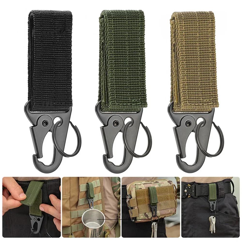 Mousqueton tactique d'extérieur, 3 pièces, porte-clés EDC, sangle en Nylon, porte-clés, sac à dos de