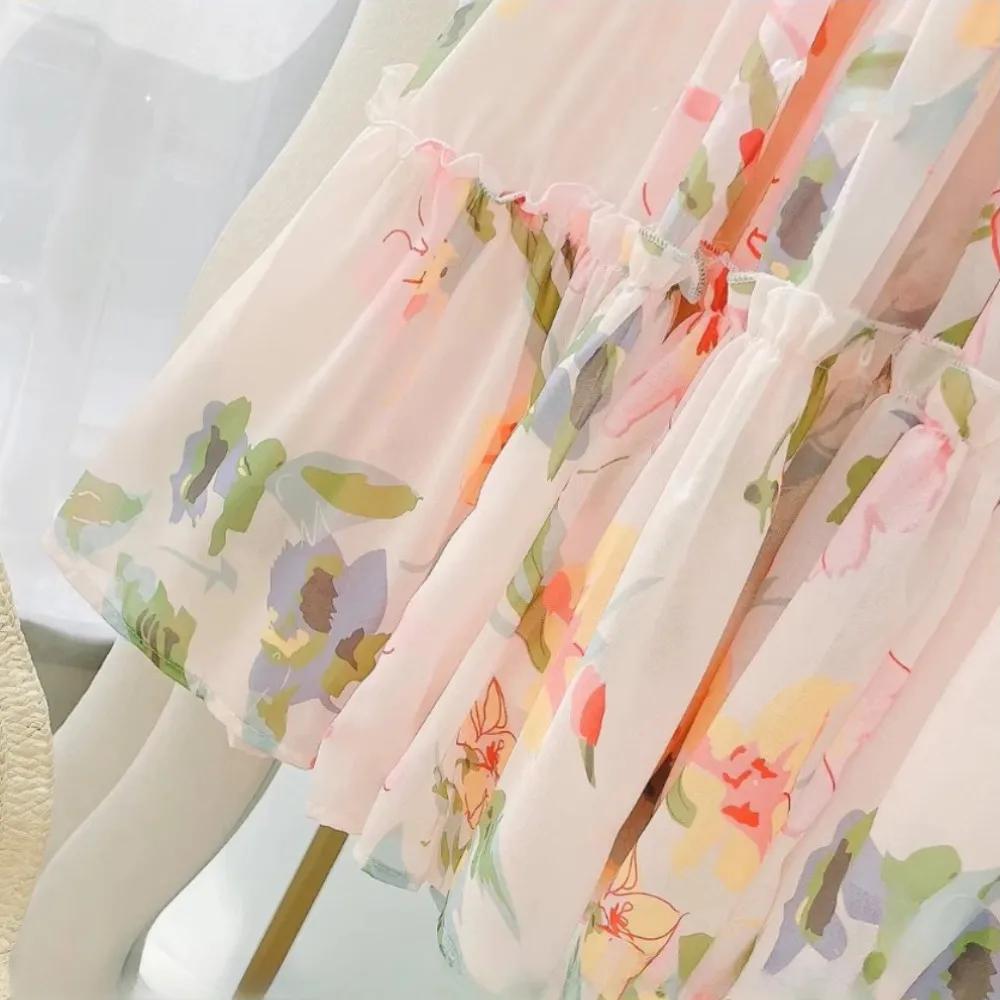 Robe princesse en mousseline de soie pour filles de 4 à 13 ans, Version coréenne, imprimé floral, gâ