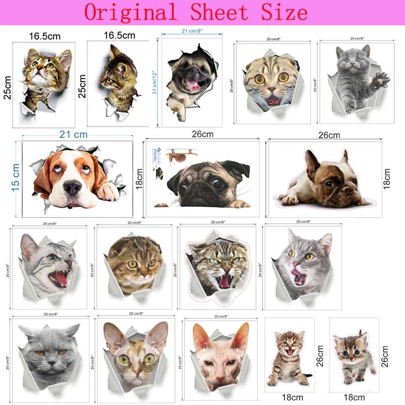 Autocollants de toilettes en 3d, trous vifs, amusants, pour chat, chien, décoration de la maison, St