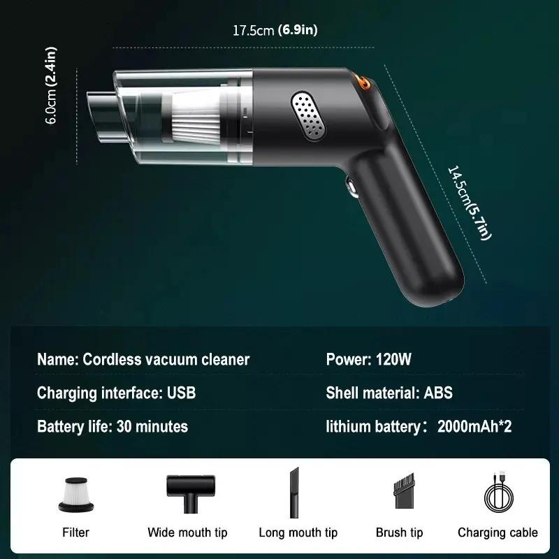 Mini aspirateur sans fil, 15000Pa, grande aspiration, voiture, maison, absorbeur de poils d'animaux