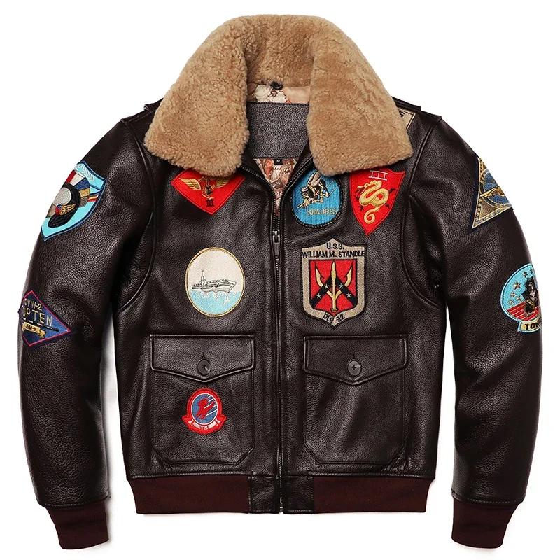 Vêtements militaires G1 veste de vol épaississement matelassé 100 % vestes en cuir de vachette homme