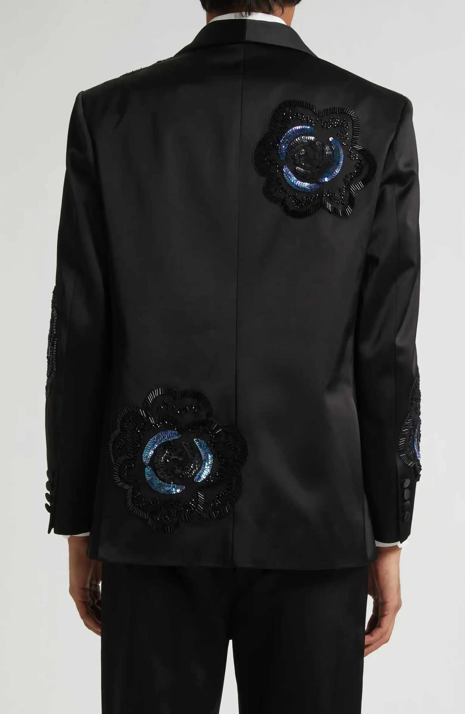 Costume de Mariage Tendance pour Marié, Smoking à Revers Châle Perlé, Simple Boutonnage, 2 Pièces (V