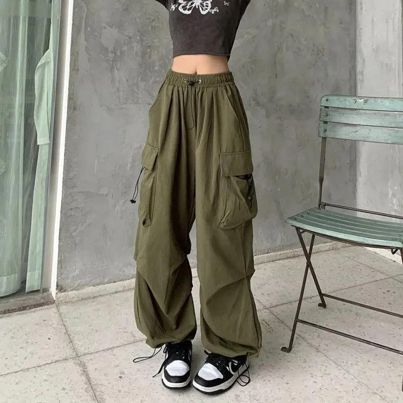 Pantalon d'outillage rétro américain pour femme, drapé à faisceau droit, joker d'été, ample, jambes 