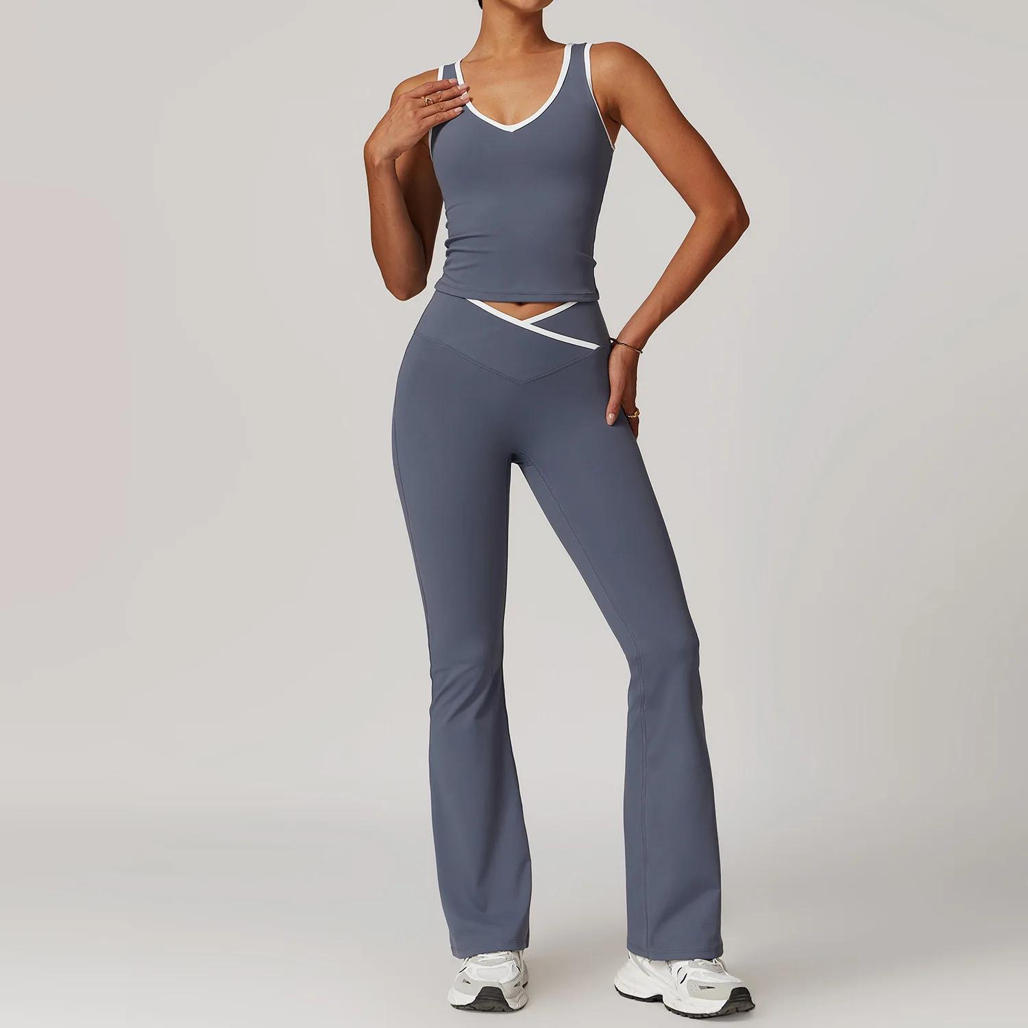 Ensemble de vêtements de Yoga pour femmes, 2 pièces, tenues d'entraînement, Fitness, survêtement de 