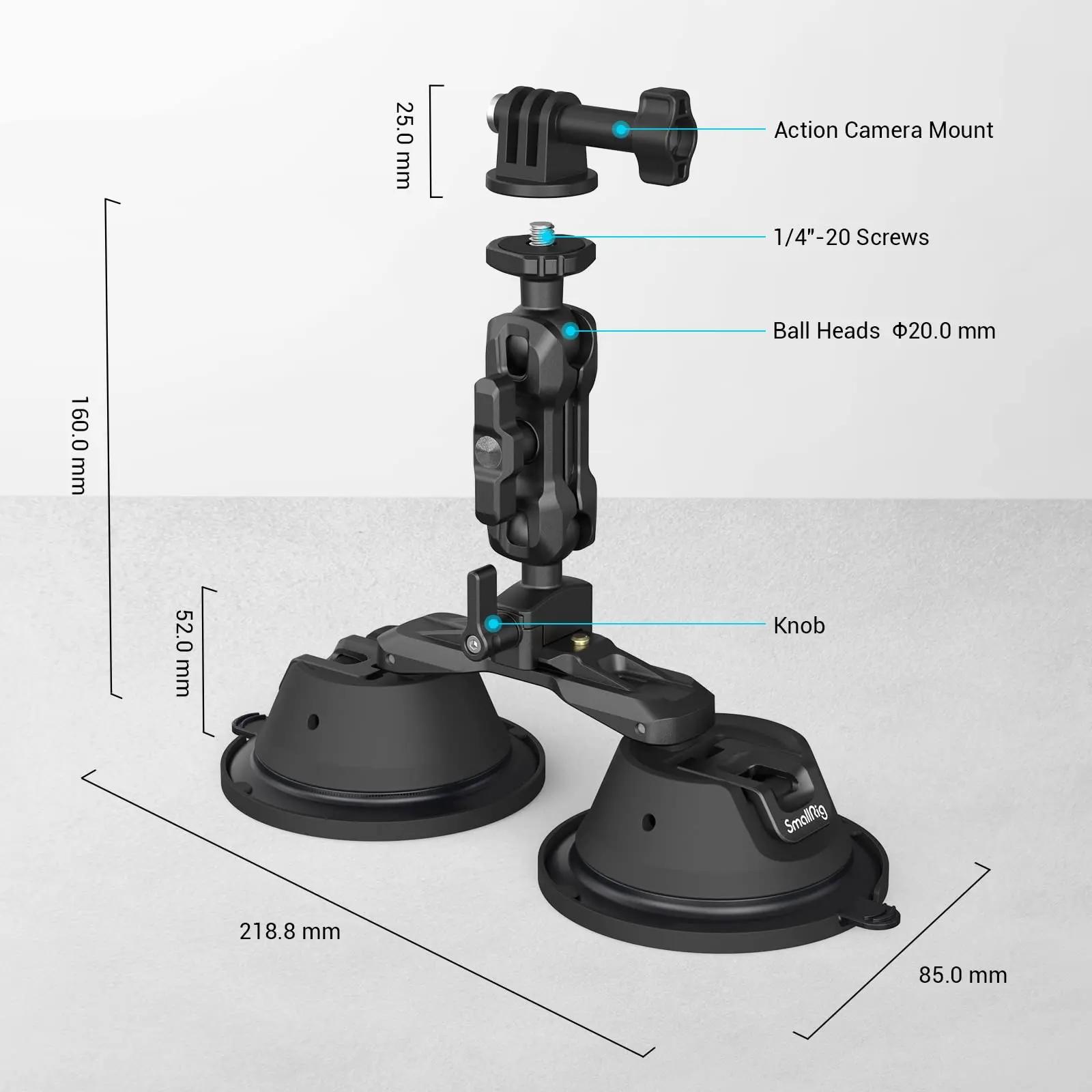 SmallRig – support de ventouse de caméra pour GoPro, pare-brise de fenêtre de voiture pour Sony DSLR