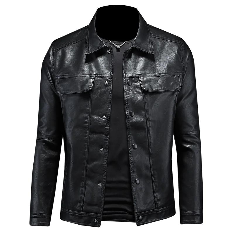 2024 Automne et Hiver Nouveau Hommes De Mode Beau avec Solide document Boutique Revers Moto Manteau 