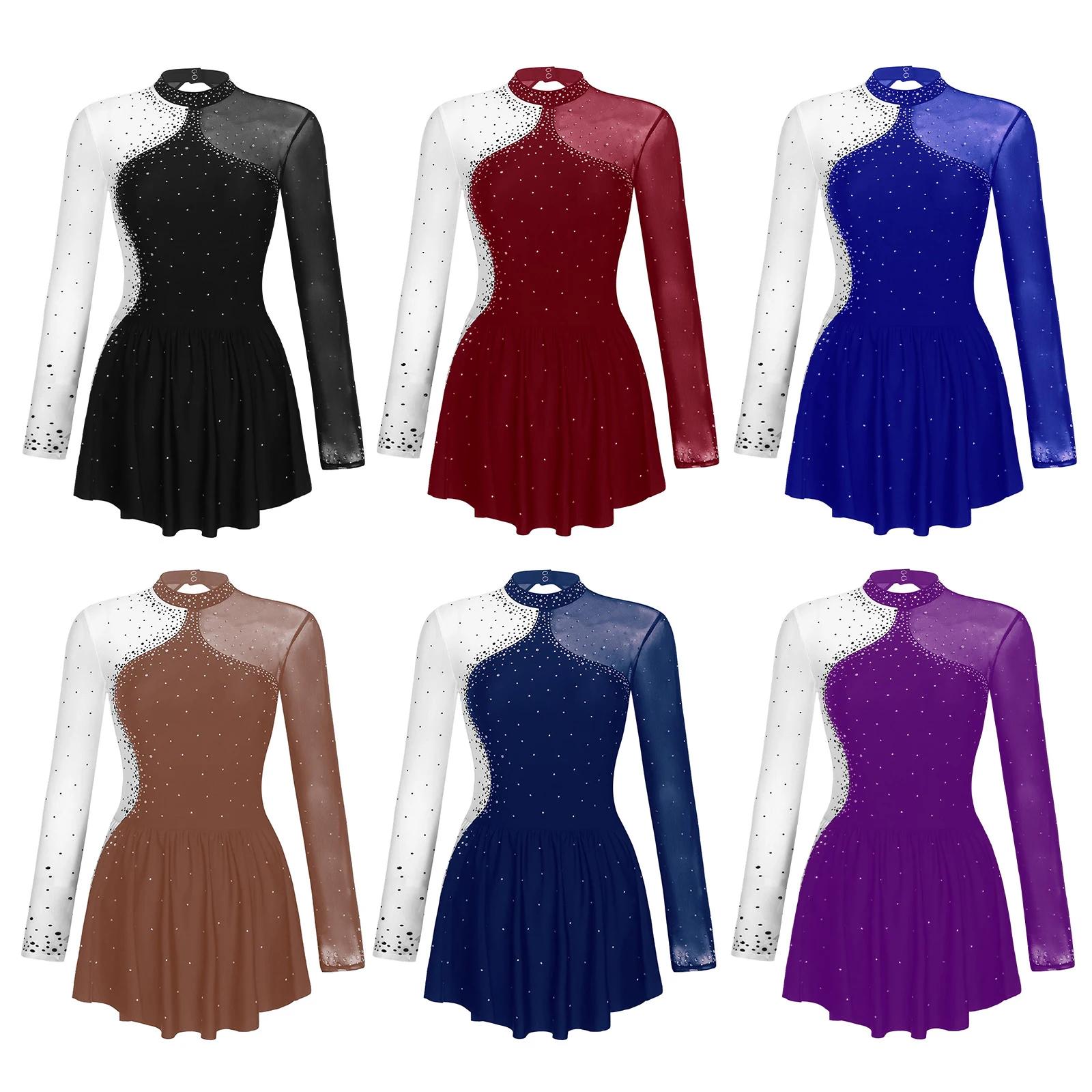 Costume de spectacle de patinage artistique pour femmes, vêtements de danse de Ballet, gymnastique, 