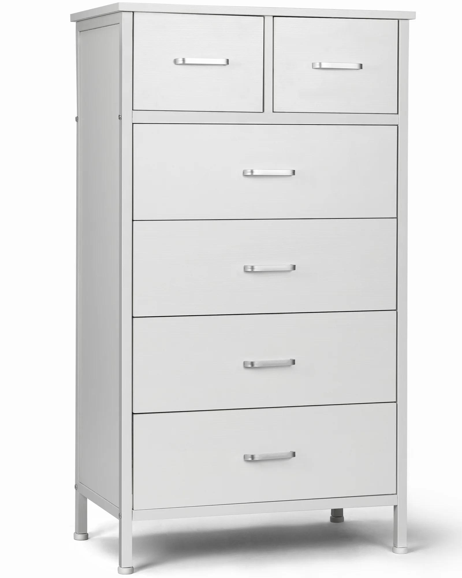 Commode de rangement avec cadre en acier, commode, armoire, blanc, 6 portes, MELfur ser, chambre à c