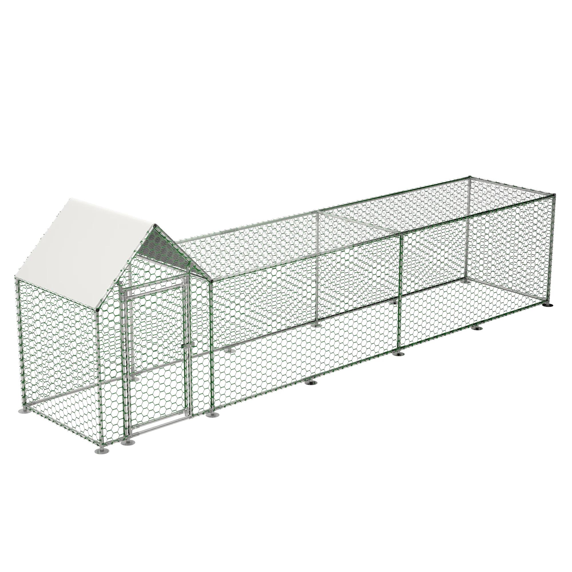 Maison de Poule Jetable en Métal de 16x3 Pieds, Maison de Poulailler avec Couvercle