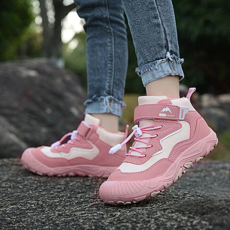 Chaussures de randonnée montantes pour enfants, baskets de Trekking imperméables, bottes d'escalade 
