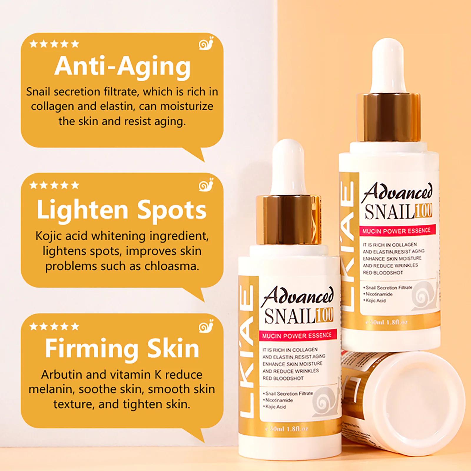 Essence avancée de puissance de mucine d'escargot, sérum éclaircissant et raffermissant pour la peau