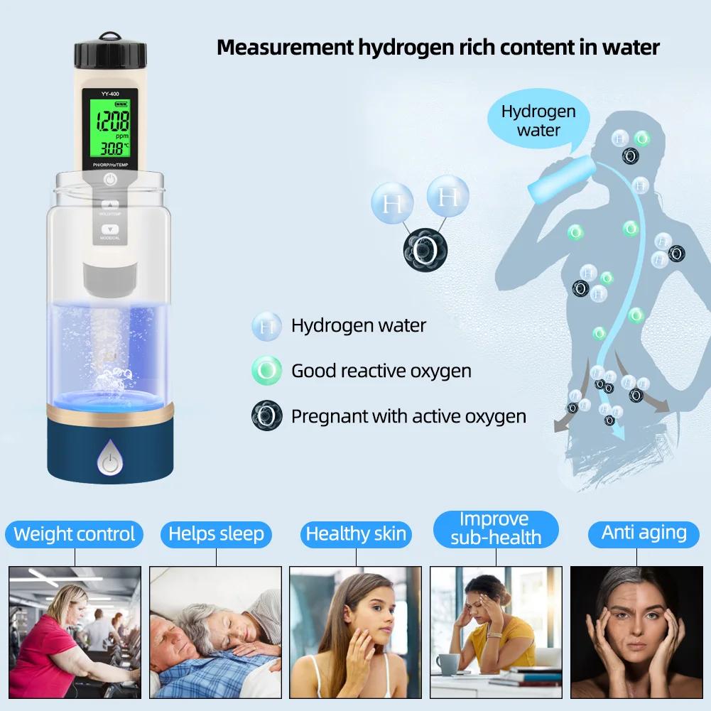 Yieryi-Testeur d'hydrogène et d'eau, analyseur d'oxygène réactif, moniteur 4 en 1, compteur H2 PH OR