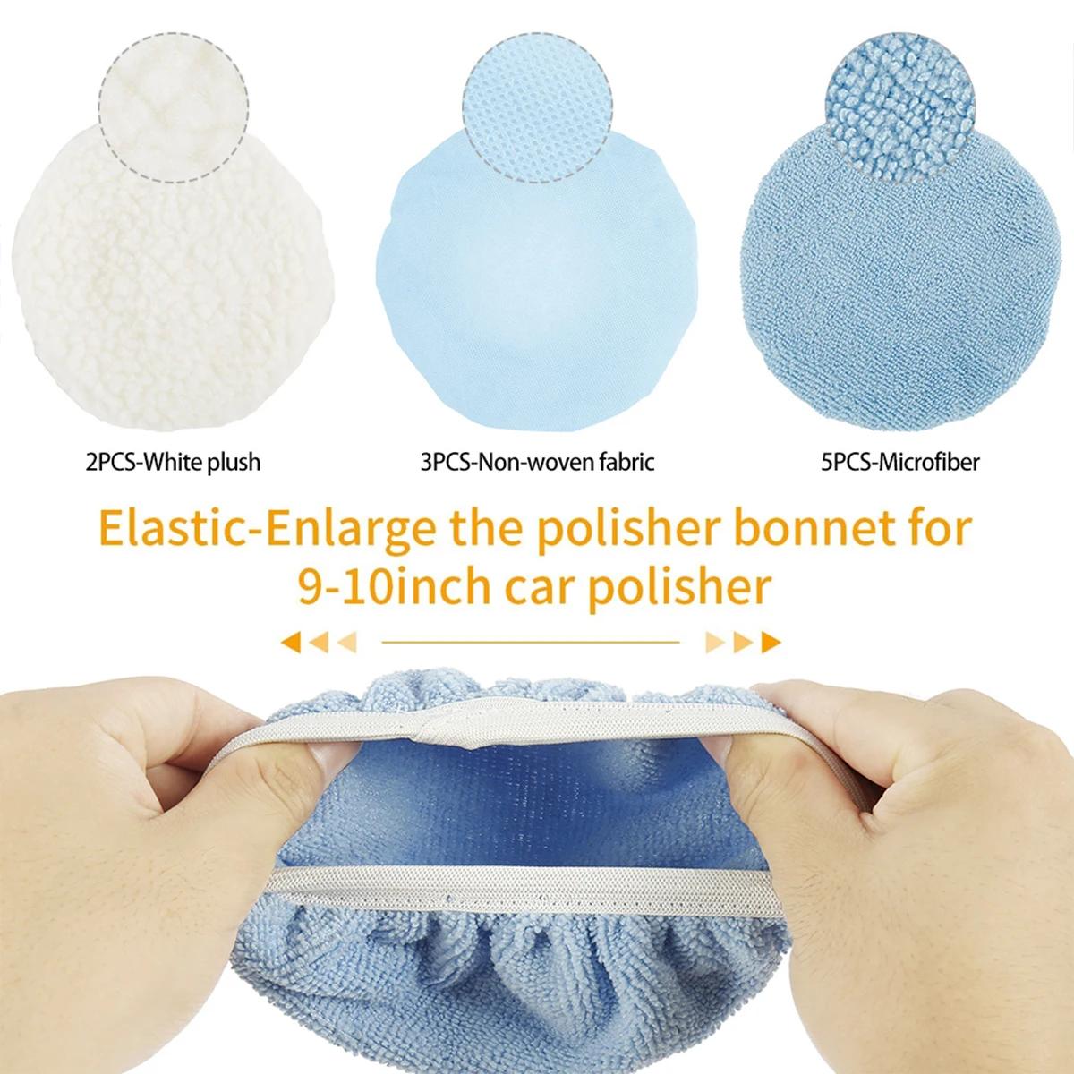 Tampon de polissage pour voiture, 9 à 10 pouces, 10 pièces, pour Bonnet en microfibre douce, pour la