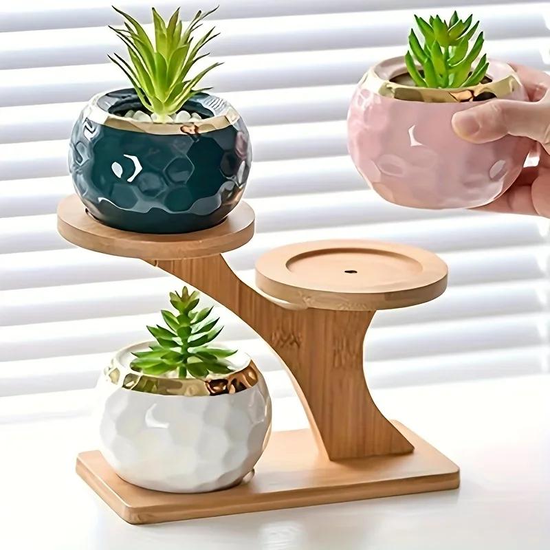 Support multifonctionnel pour plantes en bambou, décoration de maison/bureau/balcon, cadeau parfait 