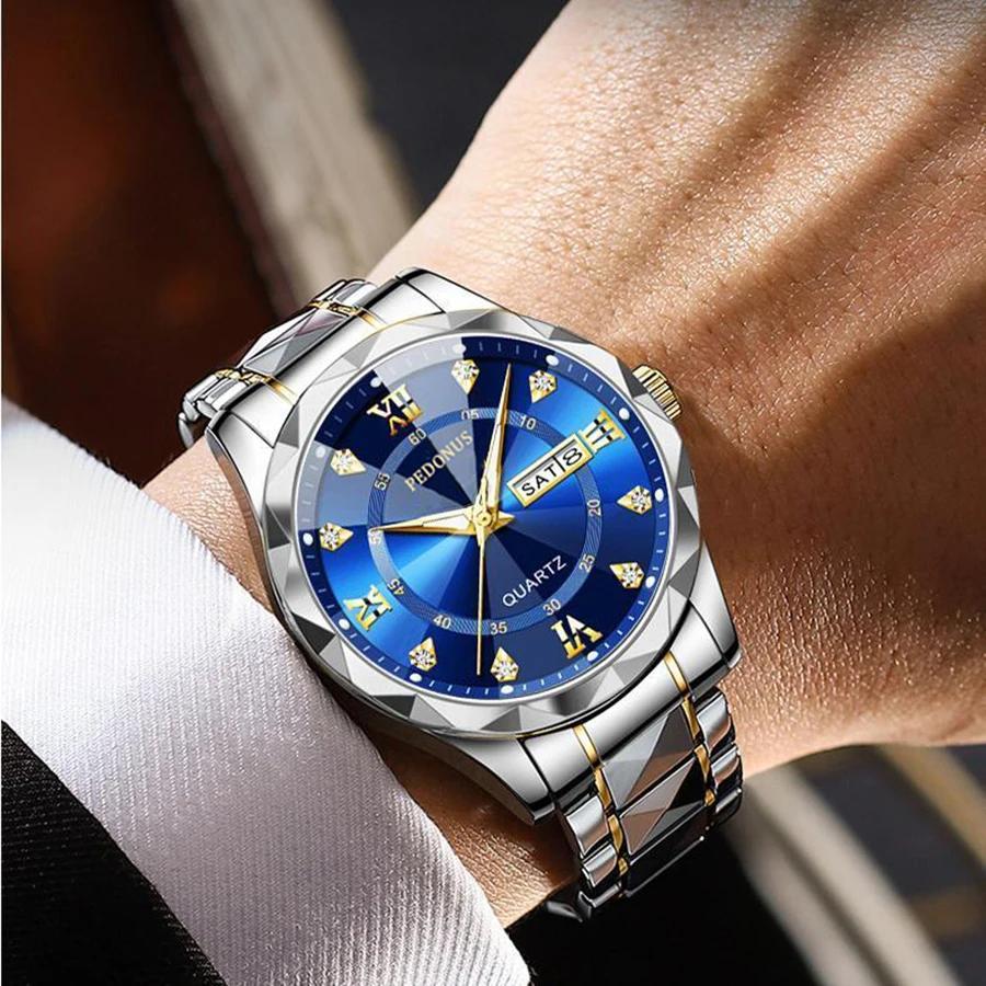 Montre de luxe pour homme, montre à quartz avec calendrier, mode et affaires