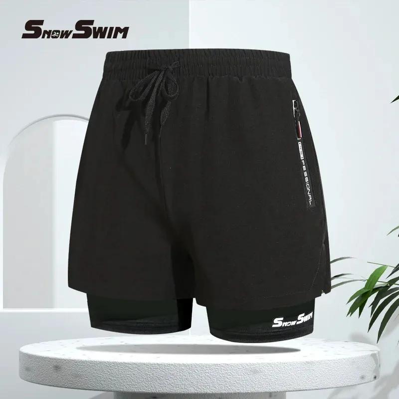 Maillot de bain Double couche pour hommes, Angle plat, séchage rapide, Anti-embarras, pantalon de pl