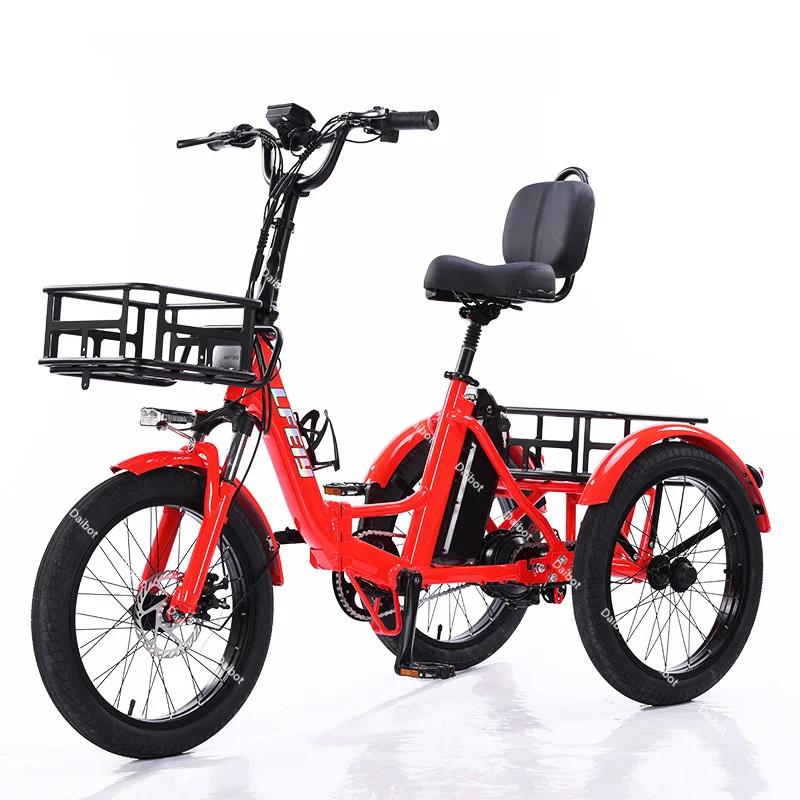 Tricycle électrique pliable pour femme Fatbike, vélo électrique à 3 roues avec panier de chargement,