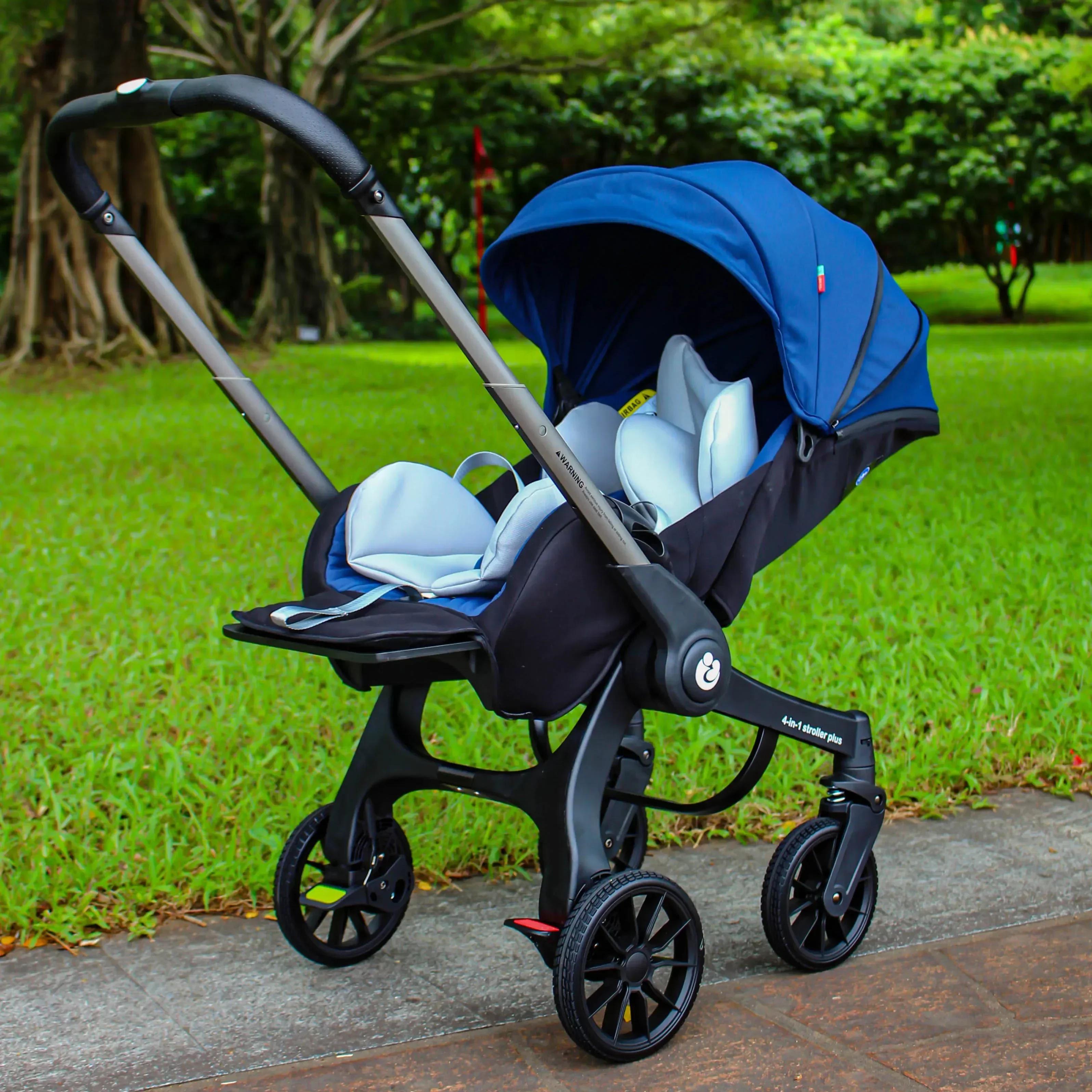 UE en stock 4In1 bébé poussette, poussette multifonctionnelle pliable avec siège auto bébé voiture c