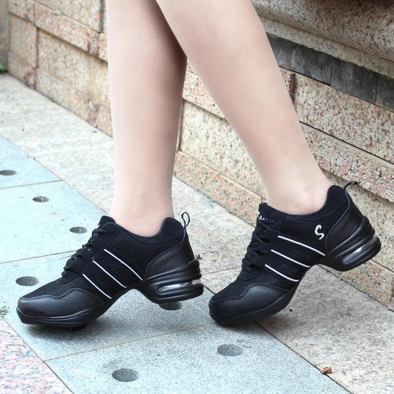Chaussures de danse modernes pour filles, baskets de Jazz en maille tricotée à coussin d'air élastiq