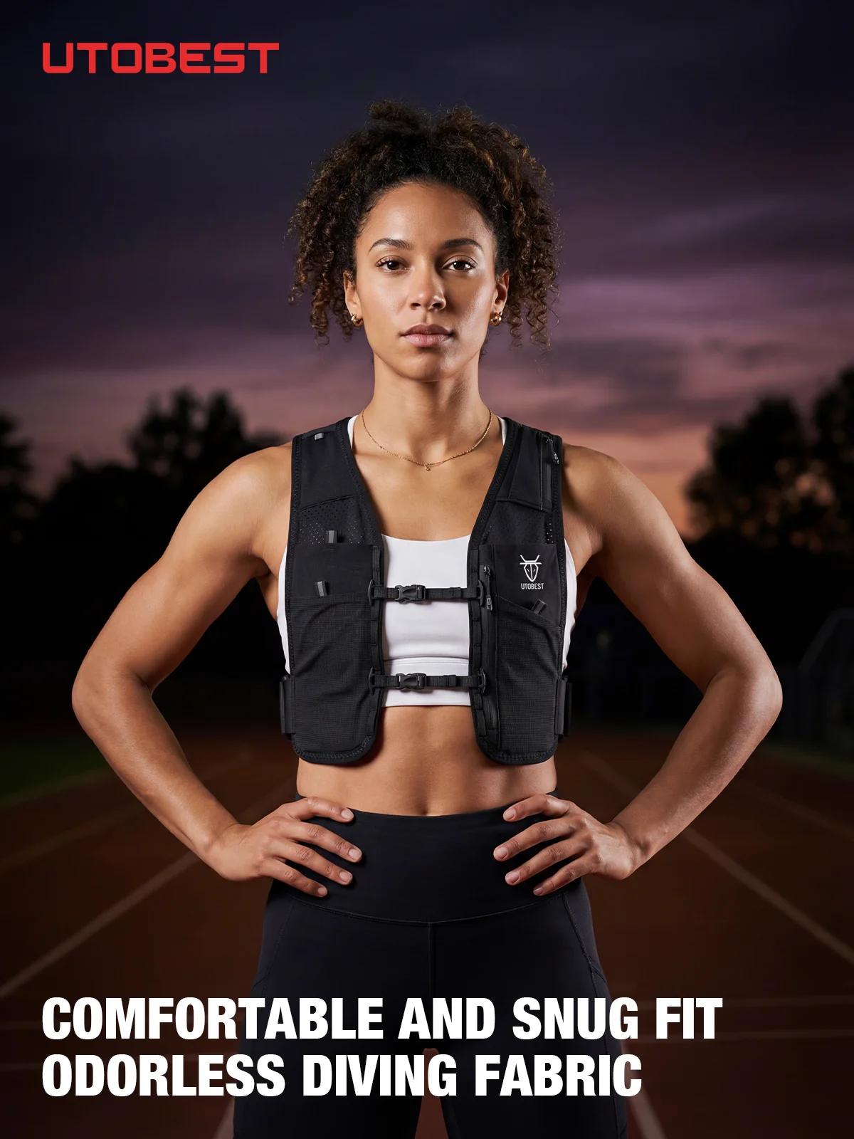 Gilet hydratation UTOBEST UTR113 réfléchissant - Sac d'hydratation avec support téléphone pour cyclisme et randonnée