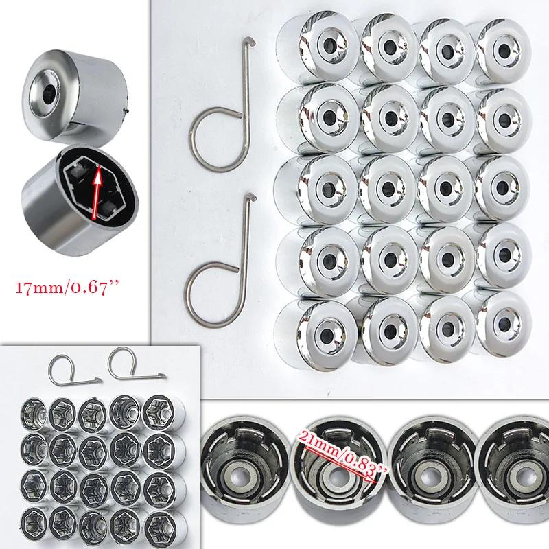 1 jeu d'écrous de roue chromés de 17mm, moyeu de roue en alliage d'aluminium, couvercle de gros boul