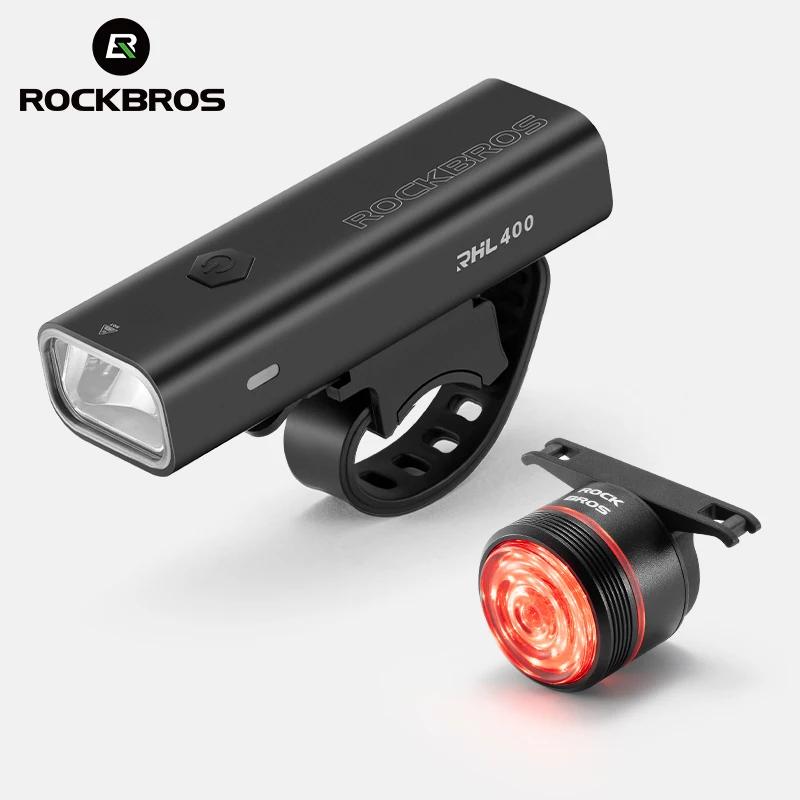 ROCKBROS – ensemble de feux de vélo vtt, étanche, 200LM/400LM, phare de vélo + feu arrière intellige
