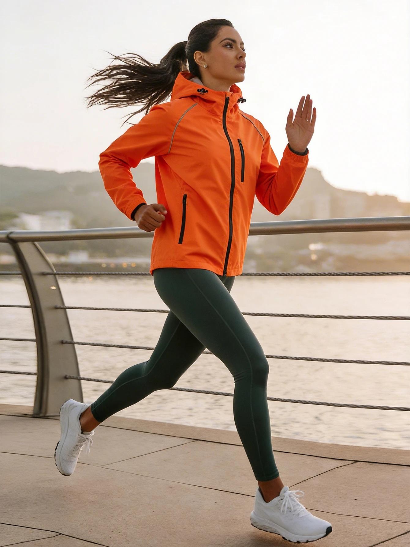 Veste à capuche imperméable et coupe-vent pour femmes, veste de sport respirante à manches longues, 