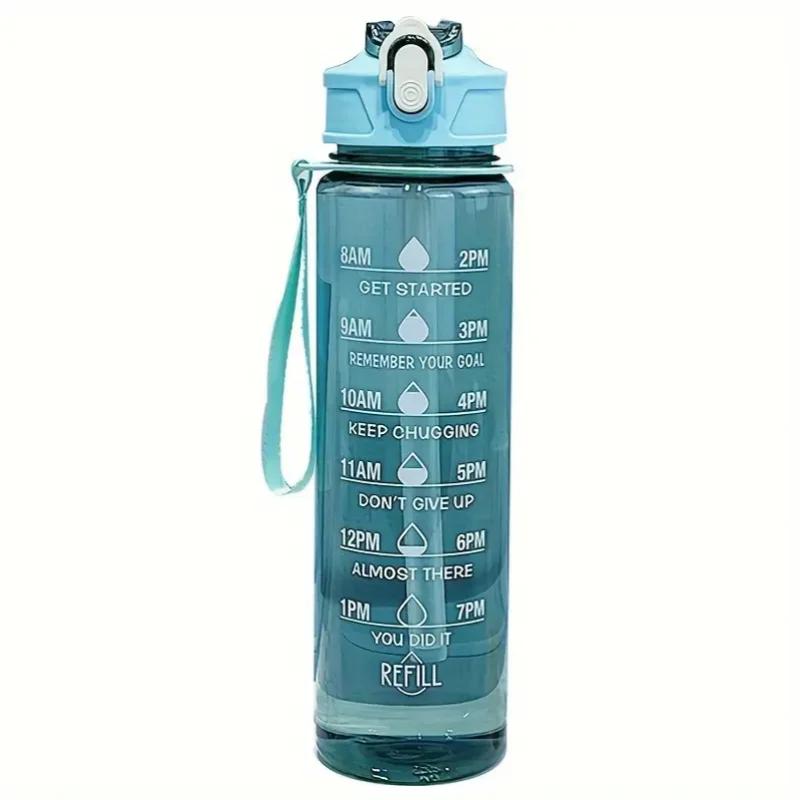 Bouteille d'eau de sport de grande capacité de 800ml/27oz, tasse à boire en plastique anti-fuite ave