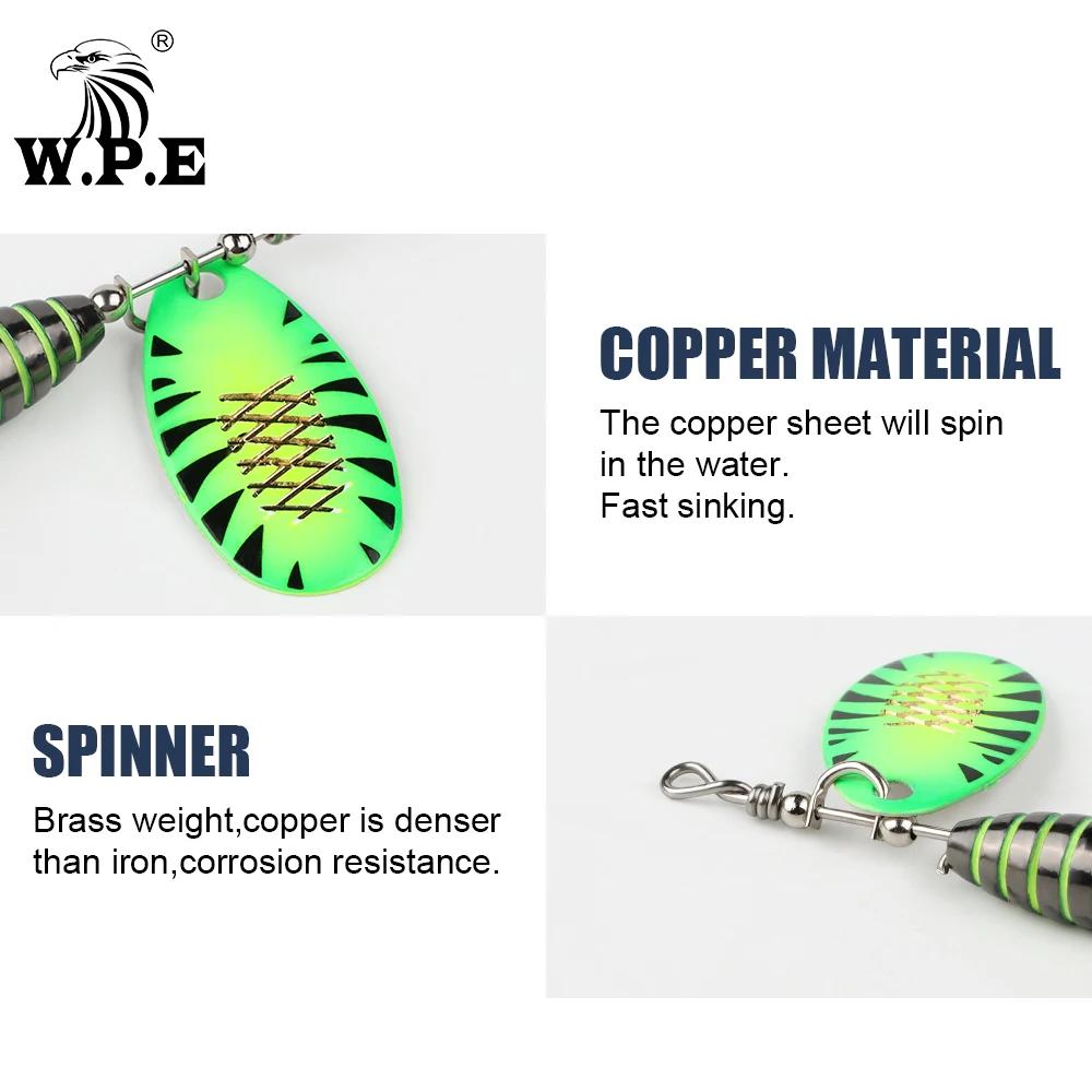 W.P.E 1 pièces Spinner leurre 3.7g/5.3g/8.2g/10.5g appât métal laiton cuillère dur leurre plume trip